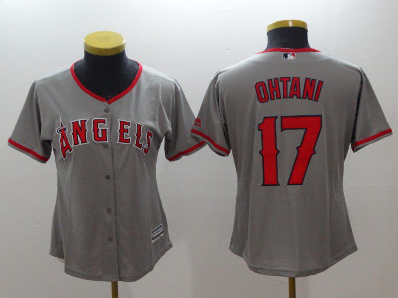 Women Los Angeles Angels 17 Ohtani Grey MLB Jerseys